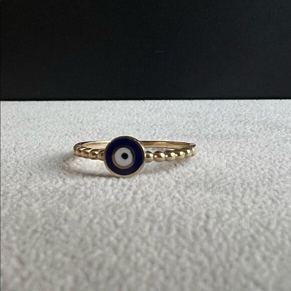 14k real gold evil eye beaded ring size 7 trendy stackable ring perfect gift - Picture 10 of 10